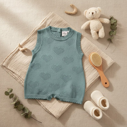 Nuvinokids Bio Baby Romper Sage Hearts