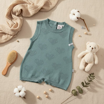 Nuvinokids Bio Baby Romper Sage Hearts