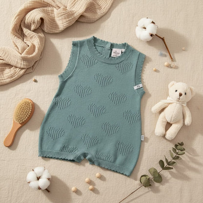 Nuvinokids Bio Baby Romper Sage Hearts