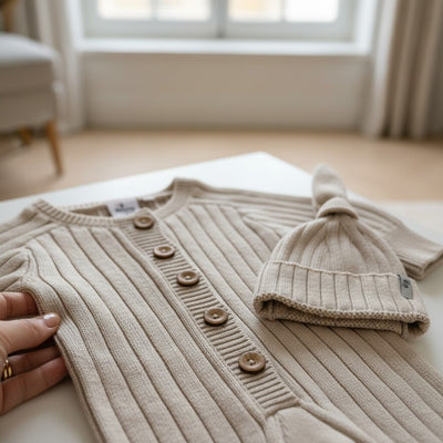 Nuvinokids Bio Baby Pakje Sand Beige met Mutsje