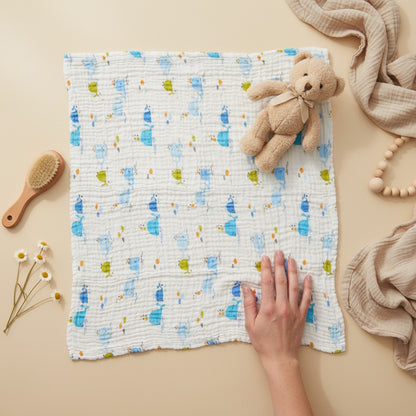 Nuvinokids 6-Laagse Katoenen Babydeken Blue Whales