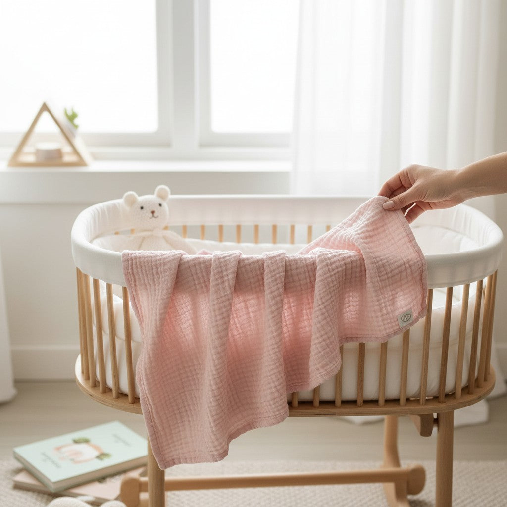 Nuvinokids 6-Laagse Katoenen Babydeken Soft Pink