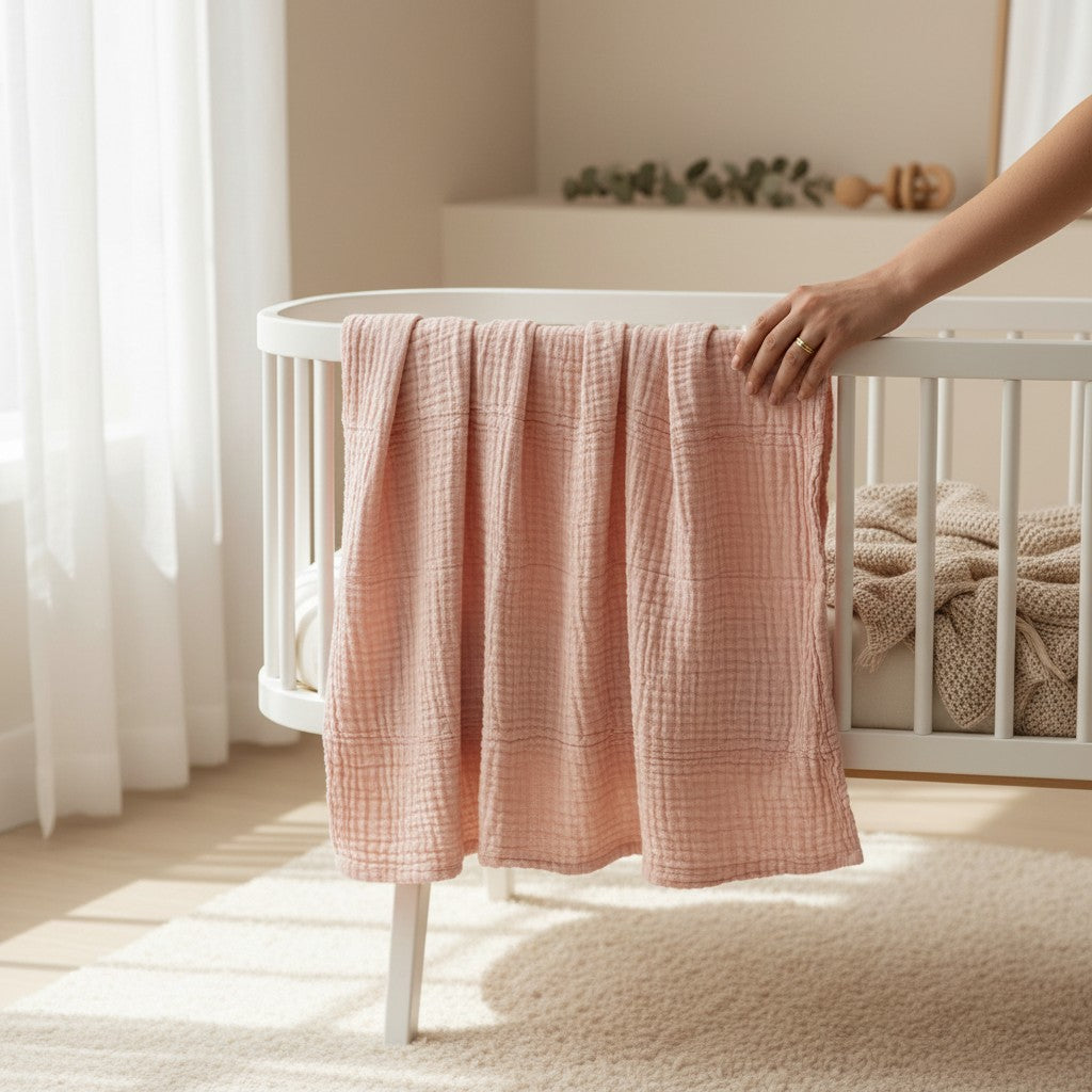 Nuvinokids 6-Laagse Katoenen Babydeken Soft Pink