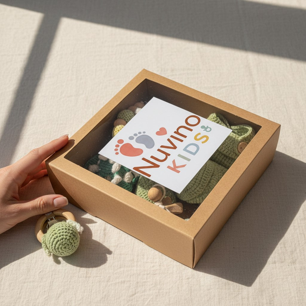 Nuvinokids 6-delige Katoenen Kraamcadeau Set Dino