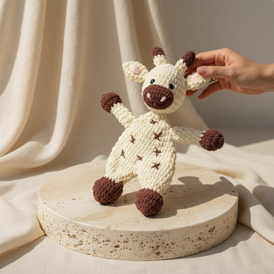 Nuvinokids Handgehaakte Platte Koe Knuffel van 100% Katoen