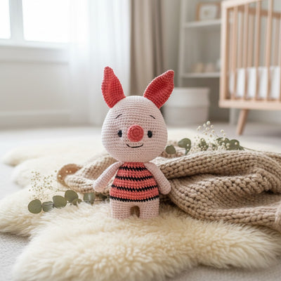 Nuvinokids Handgehaakt Biggetje Knuffel van 100% Katoen