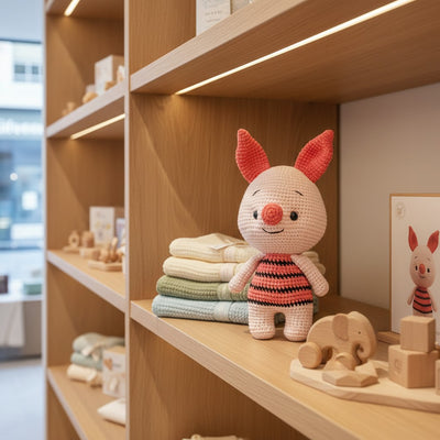 Nuvinokids Handgehaakt Biggetje Knuffel van 100% Katoen