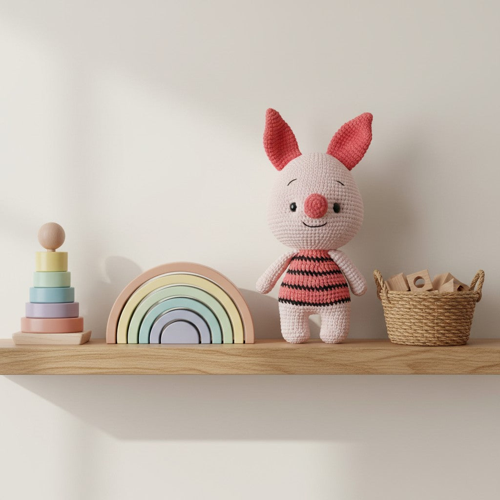 Nuvinokids Handgehaakt Biggetje Knuffel van 100% Katoen
