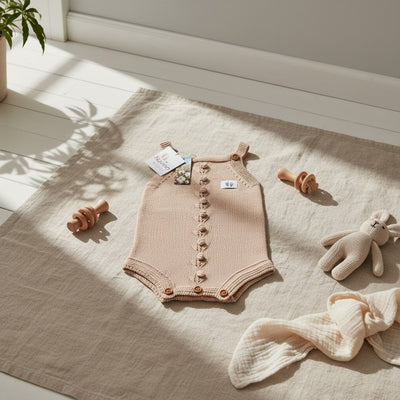 Nuvinokids® Gebreide Baby Romper Light Camel