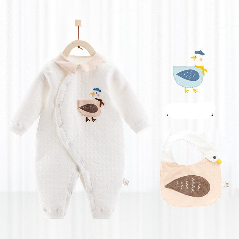 Katoenen thermische baby jumpsuit – Newborn boxpakje met zijde-effect