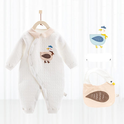 Katoenen thermische baby jumpsuit – Newborn boxpakje met zijde-effect