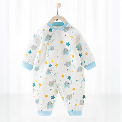 Katoenen thermische baby jumpsuit – Newborn boxpakje met zijde-effect