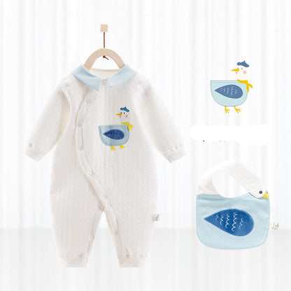 Katoenen thermische baby jumpsuit – Newborn boxpakje met zijde-effect