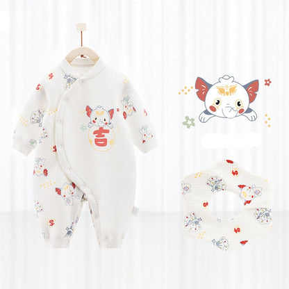 Katoenen thermische baby jumpsuit – Newborn boxpakje met zijde-effect