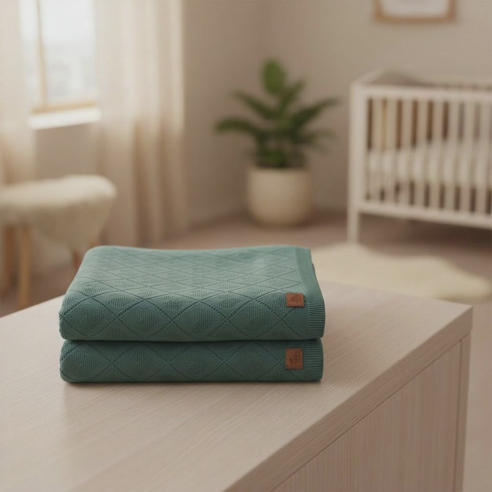Nuvinokids Baby Deken Sage Green Hearts