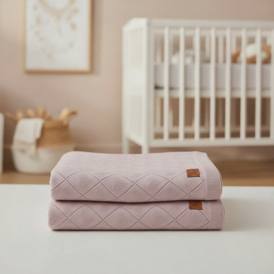 Nuvinokids Baby Deken Soft Pink Hearts