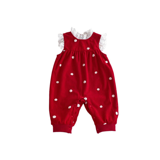 Sping and Winter Arrival Baby Cute Polka Dots Warm Fleece Sleeveless Rompers Vest-1