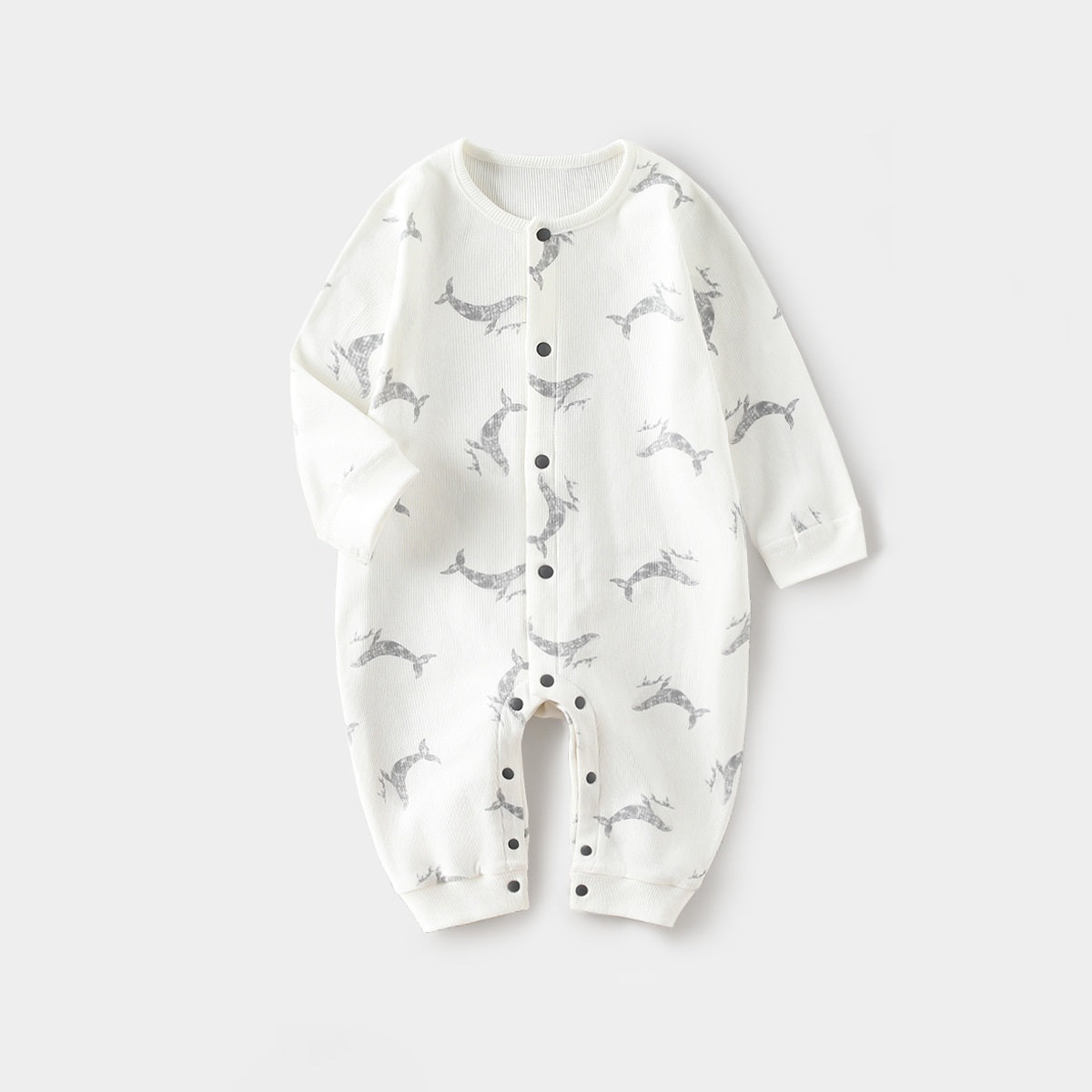 Spring Arrival Baby Unisex Long Sleeves Simple Pattern Rompers-2