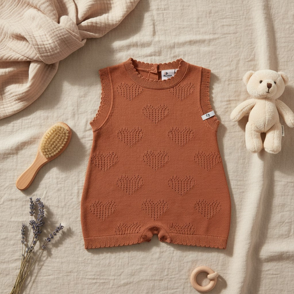 Nuvinokids Bio Baby Romper Terracotta Hearts