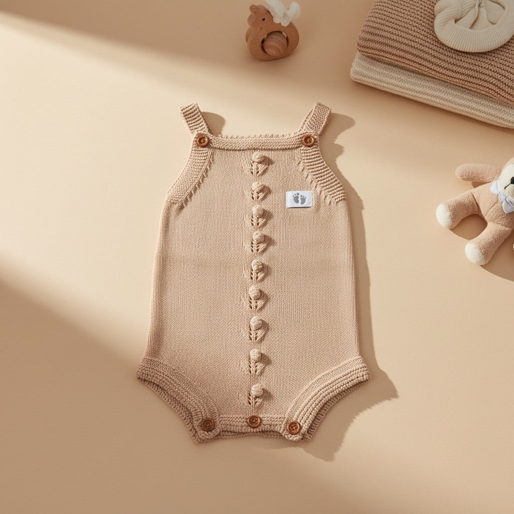 Nuvinokids® Gebreide Baby Romper Light Camel