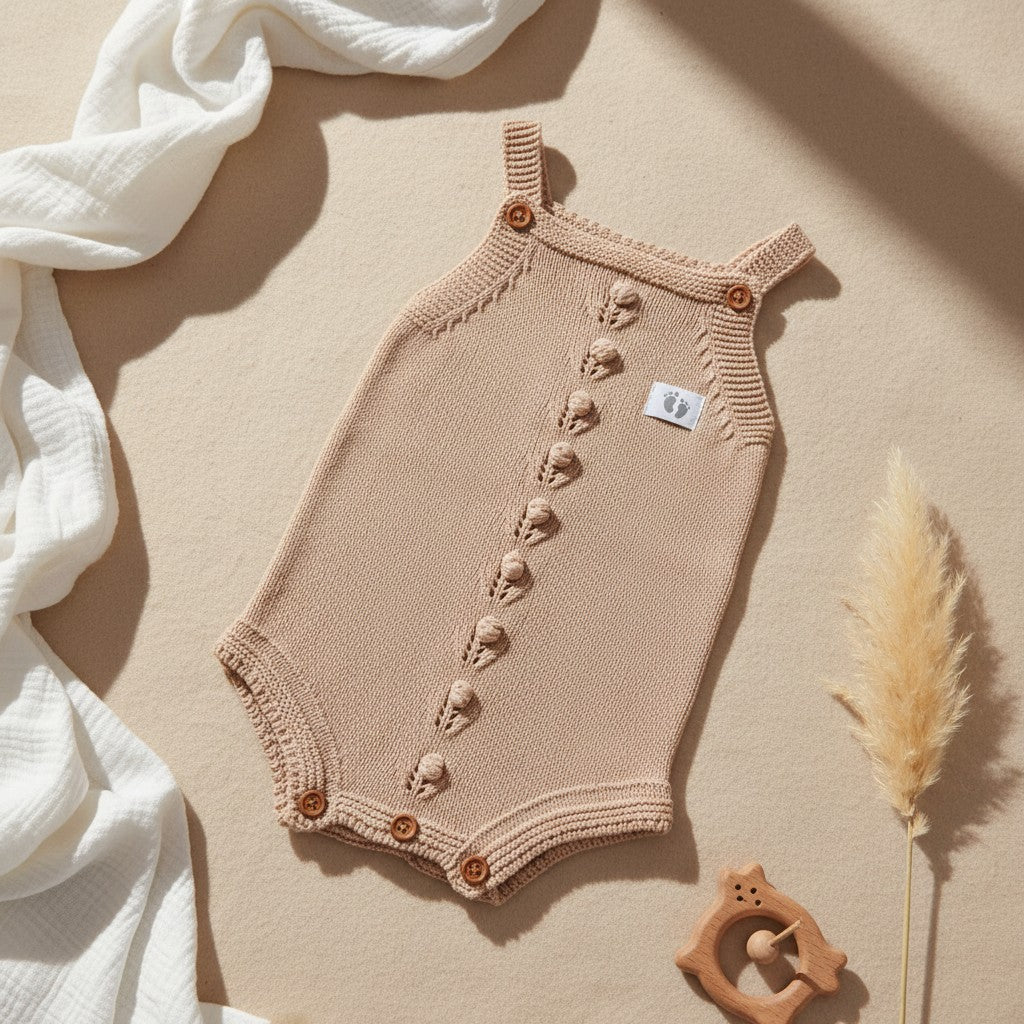 Nuvinokids® Gebreide Baby Romper Light Camel